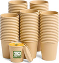 100Pack 12oz Paper Soup Container Cup with Vented Lids, Disposable Paper Food Container Kraft Dessert Bowl Soup Bowls, Microwavable and Freezer Safe for Hot Soup, Ice Cream (100 Pcs - Kraft, 12 oz)