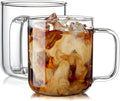 Glass Coffee Mugs, 14 oz iced coffee cups, Glass Mugs by BWODYAY