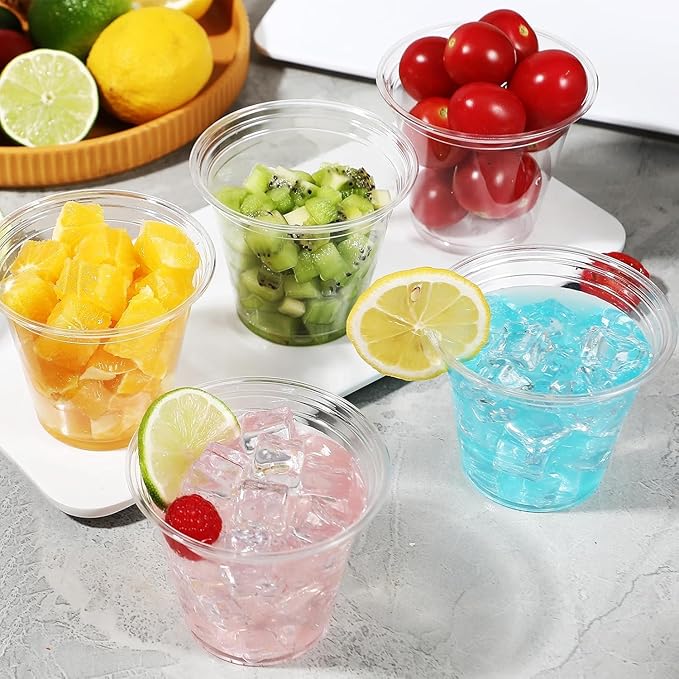 BYSNOW 100 Pack 9 oz Clear Plastic Cups Disposable Plastic Wine Cups | - Image 2