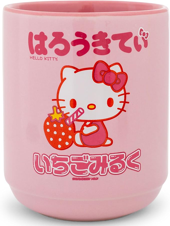Silver Buffalo Sanrio Hello Kitty Sipping Strawberry Milk Asian-Style Ceramic - Image 2