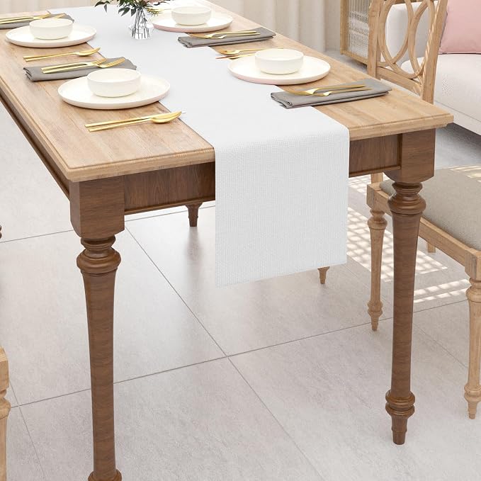 Dinning Table Runner Cloth 12 x 90 Inches Farmhouse Kitchen Coffee Burlap Table - Image 2