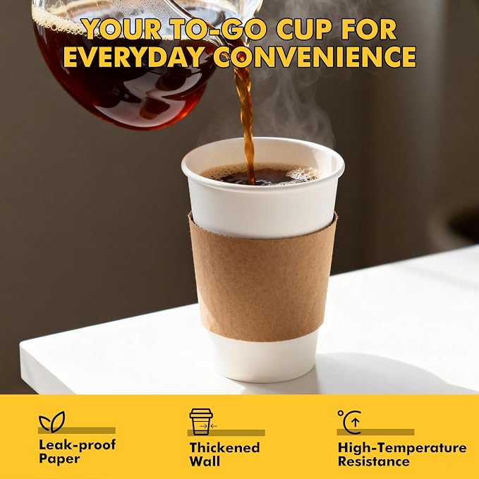RACETOP 16 oz 50 Pack Disposable Coffee Cups - Image 5