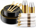 175PCS Black and Gold Plates by WDF