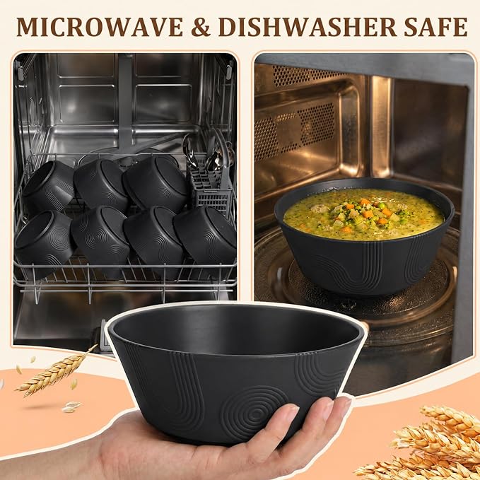 PYRMONT Wheat Straw Bowls 36 Oz Big Salad Bowl Unbreakable Cereal Bowls Set of - Image 7