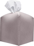Carrotez Tissue Box Cover, [Refined] Modern PU Leather Square Tissue Box Holder - Decorative Holder/Organizer for Bathroom Vanity Countertop, Night Stands, Office Desk & Car 5"X5"X5" - Lavender