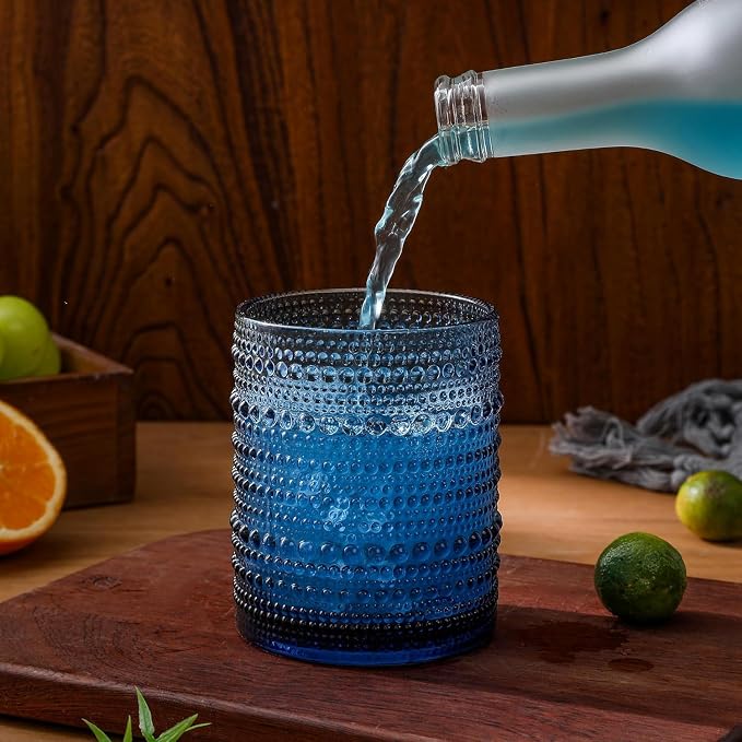HomeVogue Hobnail Drinking Glasses Set of 12, 12oz & 15oz Vintage Glassware Set - Image 7