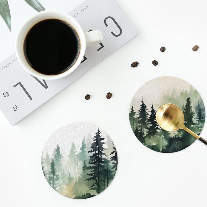 Forest Pine Trees Coasters Set of 6 Coasters - Image 5