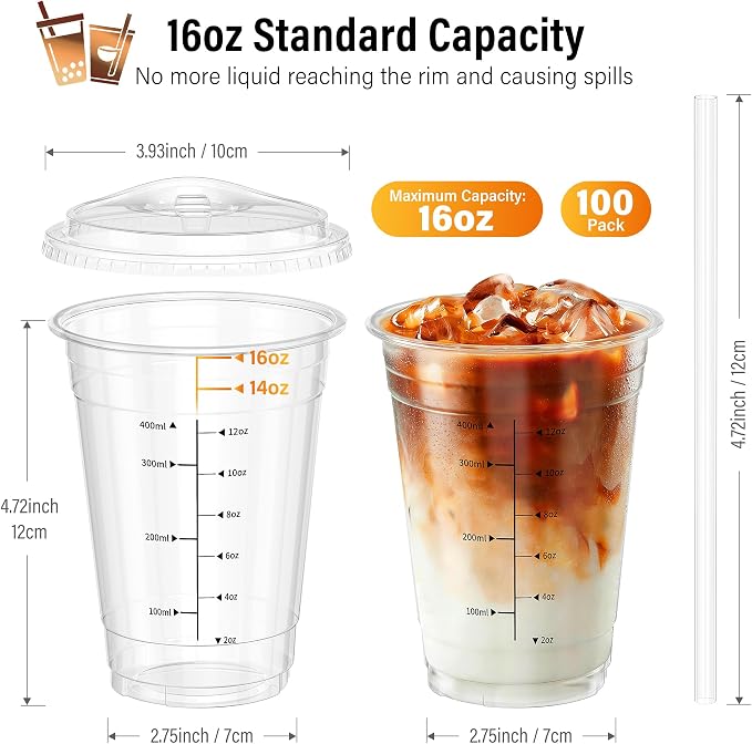 100 Pack - 16 oz Ratio Lines Iced Coffee Cups - Image 3