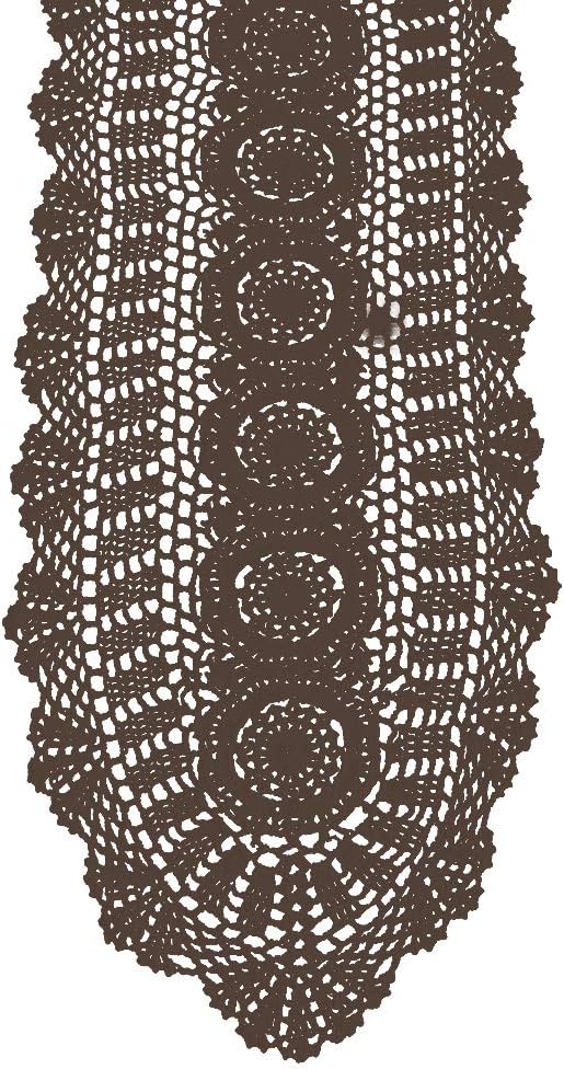 Cotton Handmade Crochet Lace Table Runner Dark Brown12x48 Inch | Oval by KEPSWET