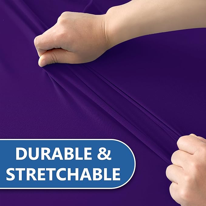 Fitted Stretch Table Cover for 6 ft Rectangle Tables-8 Pack Dark Purple Spandex Tablecloth-Elastic Folding Tablecloths for Party, Vendor Booth Display, Banquet Buffet Event, Craft Trade Show