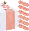 6 Pack Peach Cheesecloth Table Runner 35 x 120 Inch | Boho Gauze Fabric by RestfulGlow