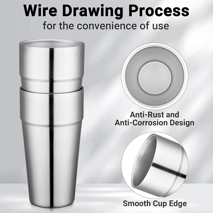 Beasea Stainless Steel Cups 19 oz, 6 Pack Large 18.6oz 550ml Stackable - Image 3