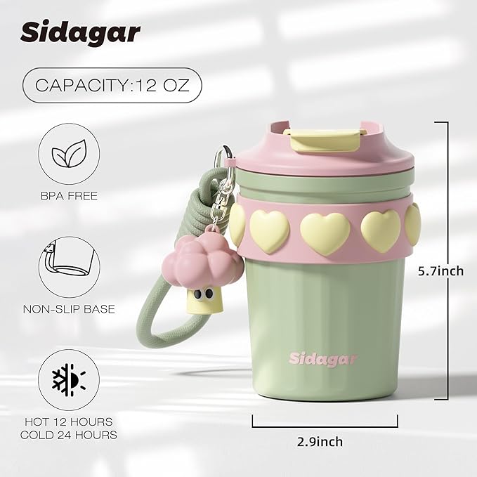 SDGA+ 12 oz Travel Coffee Mug Spill Proof Leak Proof, Stainless Steel Thermal - Image 2