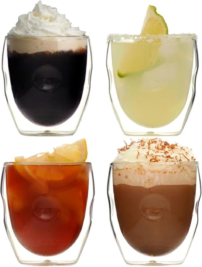 Ozeri Moderna Artisan Series Double Wall 8 oz Beverage Glasses by Ozeri