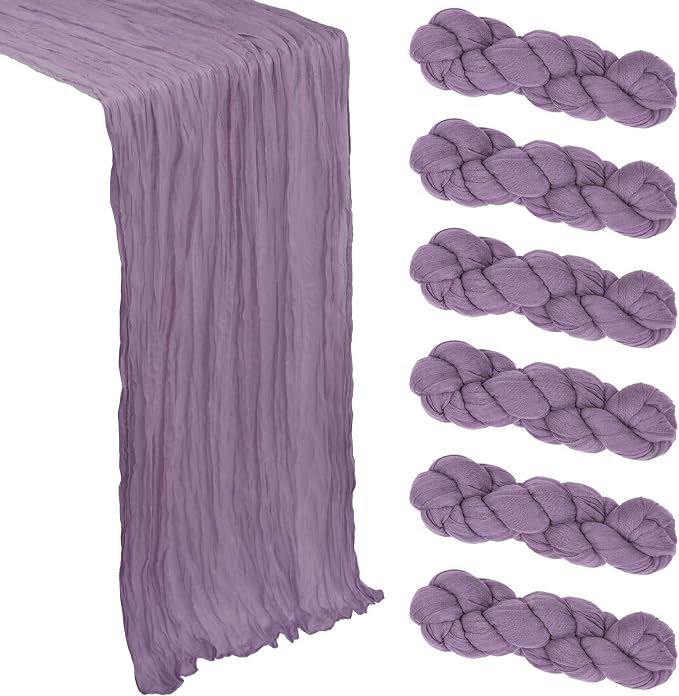 6 Pack Grape Purple Cheesecloth Table Runner 10Ft Gauze Cheese Cloth Table by Heneger
