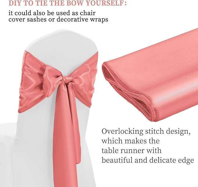 12 Pack Coral Satin Table Runner 12 x 108 Inch Long Premium Table Runners - Image 3