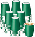 75 Pack 8 oz Disposable Coffee Cups, Paper Coffee Cups-Green | Paper Hot Cups by BALDCC