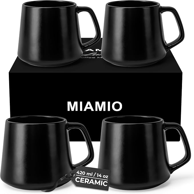 MIAMIO - Coffee Mugs Set of 4, Large Mug - Luxe | Large Ceramic Coffee Mugs by MIAMIO
