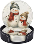 Winter Watercolor Snowman and Snow Scene Coasters by KiuLoam