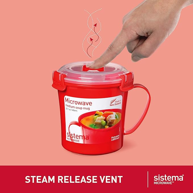 Sistema Microwave Soup Mugs | 656 ml | Microwave Food Containers - Image 3
