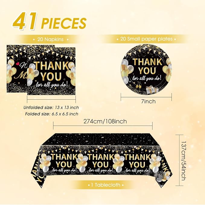 41Pcs Black Gold Thank You Decorations Thank You - Image 2