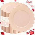SUT 72-Count Pink Plastic Plates Disposable 10.25 Inch - Scalloped Edge Dinner Plates for Valentine’s Day, Parties, Birthdays, Weddings | Lightweight & Durable Disposable Dinnerware (72 Pack)