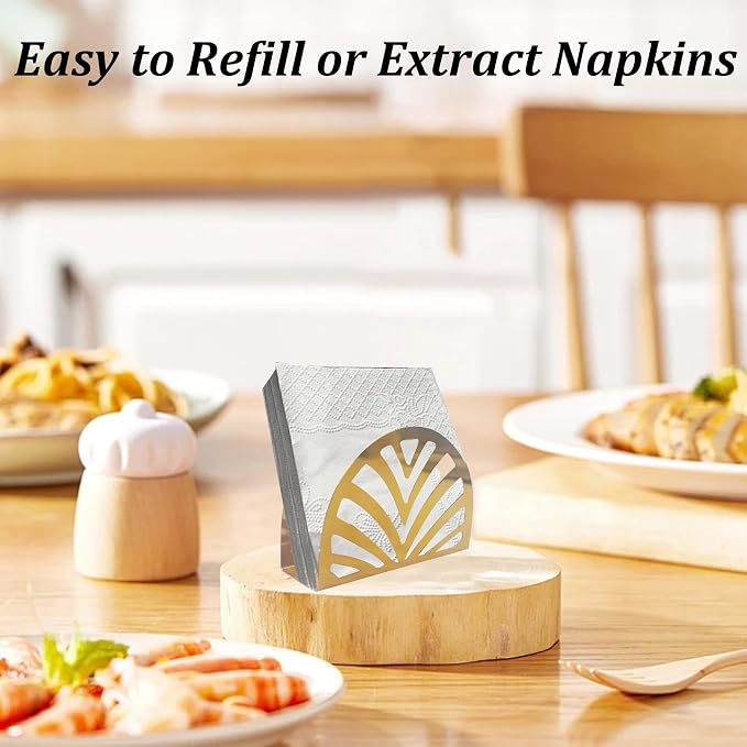 Gold Metal Napkin Holder, Semicircle Shape Vertical Napkin Organizer - Image 6