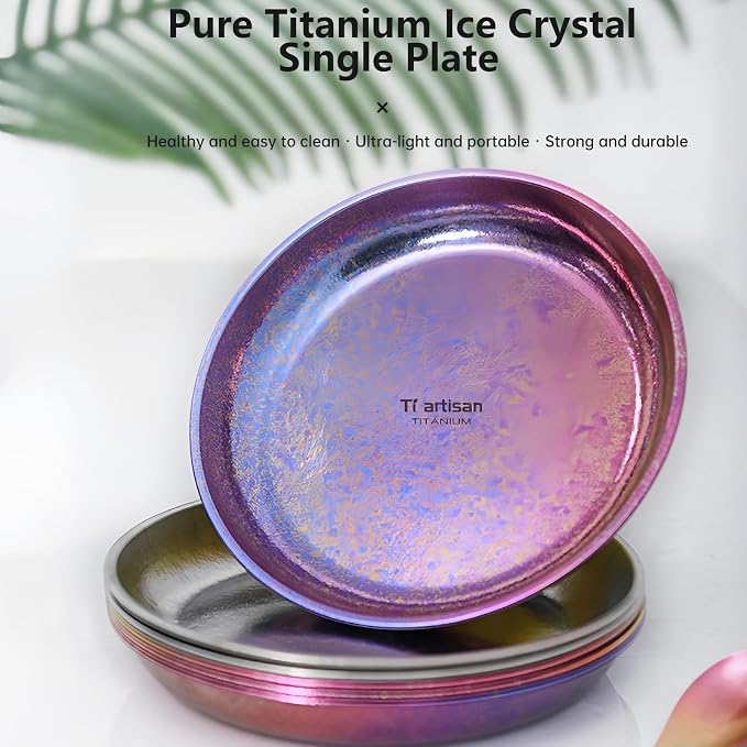 Titanium Camping Plate Titanium Pan Dish Plate Lightweight Round Dinnerware - Image 3