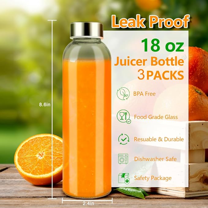 Zukro 18 oz Glass Water Bottles - Image 2