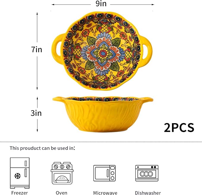 2 Pack Boho Ceramic Serving Bowls - Image 6