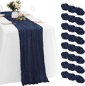 8 Pack Navy Blue Cheesecloth Table Runners 20x120 Inch Gauze Table Runner by Yorcari