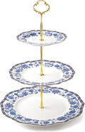 fanquare 3-Tier Elegant British Blue Floral Porcelain Cupcake Stand | Fruit by fanquare