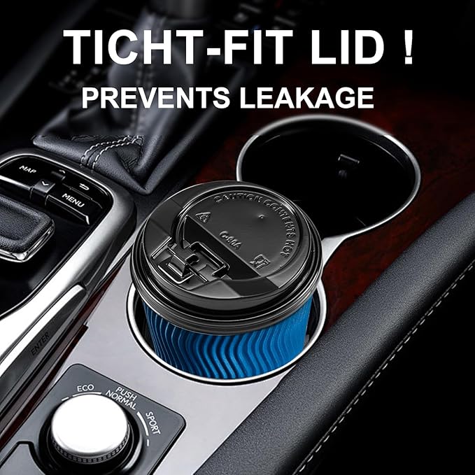 SIUQ 150 Pack Coffee Cup lids, Disposable Plastic Cup Lids for 10, 12, 16, 20, 24 oz Paper Cups, Hot/Cold Drinking Cup Lids, 3.54 Inches/90 mm Diameter - Black