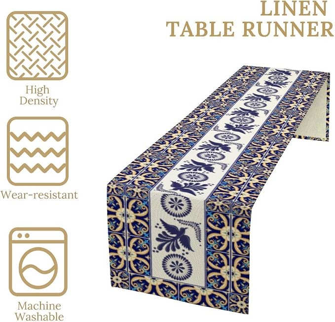 YCness Floral Bird Mexican Table Runner, 13x60 Inch - Image 6