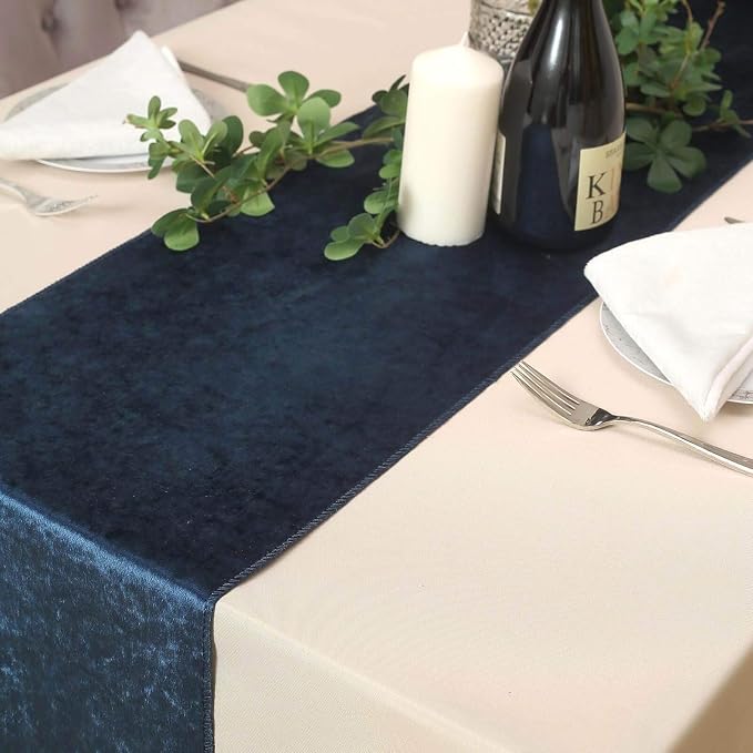10 pcs 12x108-Inch Navy Blue Premium Velvet Table Runners Wedding Reception - Image 7