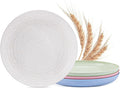 MISS BIG Wheat Straw Plates 8 inches,Plastic Plates Reusable Set of 4,Dinner Plates for Kids&Adults,Dishwasher & Microwave Safe,Eco-Friendly,BPA Free with 4 Colors