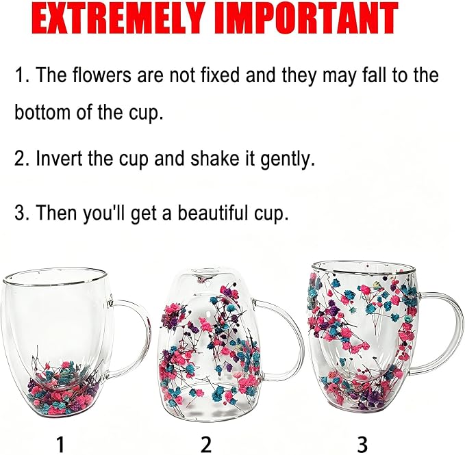 NBHUZEHUA Double Wall Coffee Mugs Set of 2 Insulated Glass Cup Set Newly Wed - Image 3