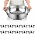 10 Pcs Stainless Steel Mixing Bowls Metal Mixing Bowls Extra Large Basin Salad by Unknown