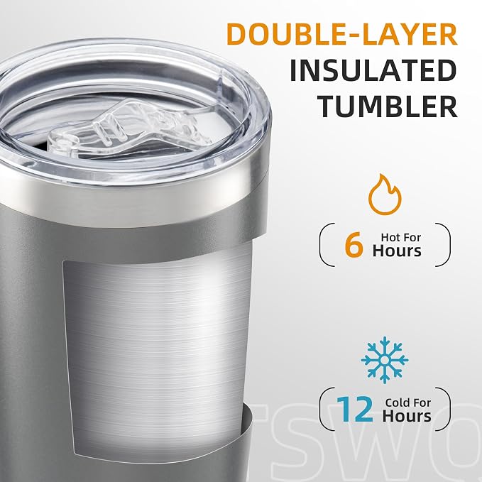 20oz Tumbler Bulk with Lid Stainless Steel Tumblers, 12 Pack | Leak Proof Lid - Image 2