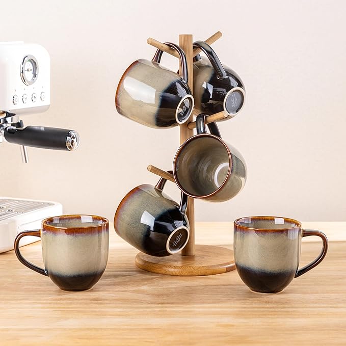 theterra Ceramic Coffee Mugs Set of 6, 12 oz Coffee Cups - Image 7