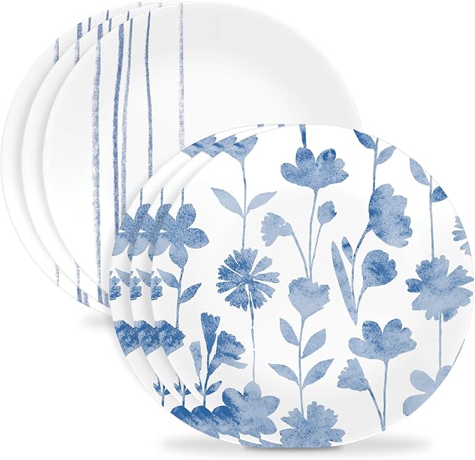 Corelle 6-Piece 8.5" Vitrelle Glass Lunch Plates Lightweight, Scratch Resistant by Corelle