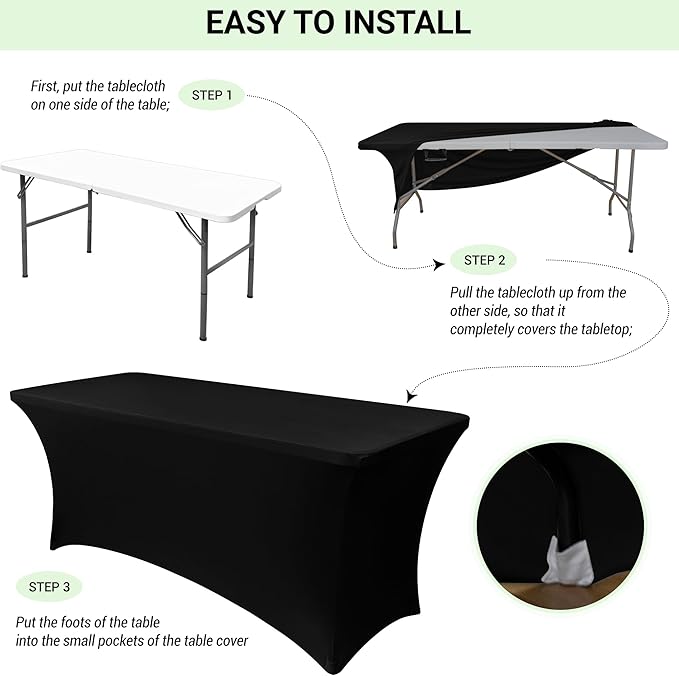 Obstal 8Ft Stretch Spandex Table Cover for Standard Folding Tables - 2 Pack Universal Rectangular Fitted Tablecloth for Party, Banquet, Events, Trade Show (Dark Pink, 96L x 30W x 30H Inches)