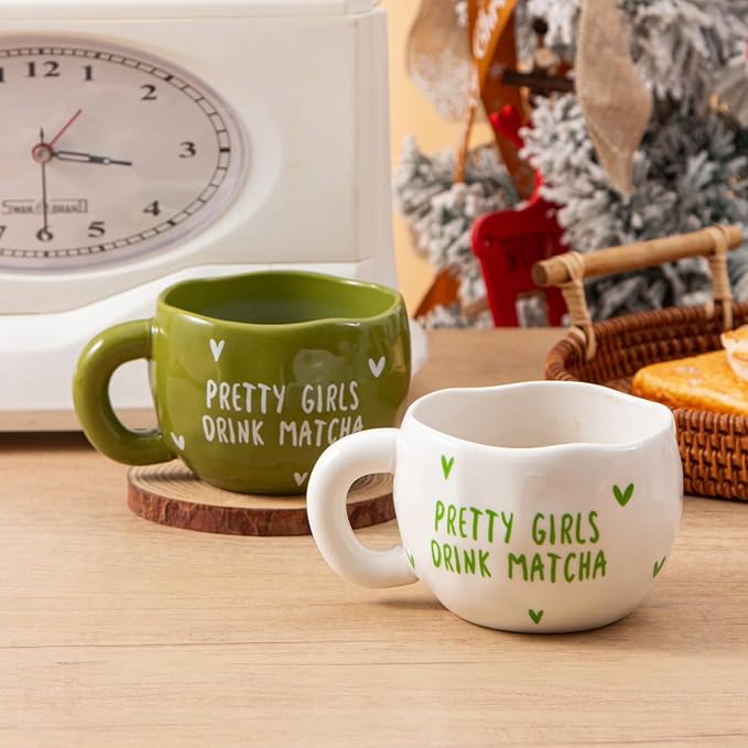4pcs Ceramic Coffee Cups, 9.4OZ Cute Matcha Cup Set, Dishwasher Safe Green Tea - Image 7