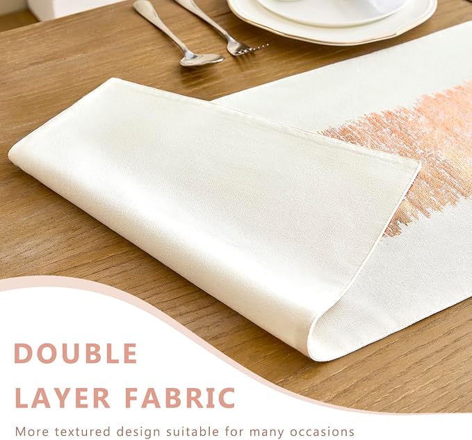 Metallic Style Rose Gold Table Runner, Table Runners 72 Inches Long | Cotton - Image 3