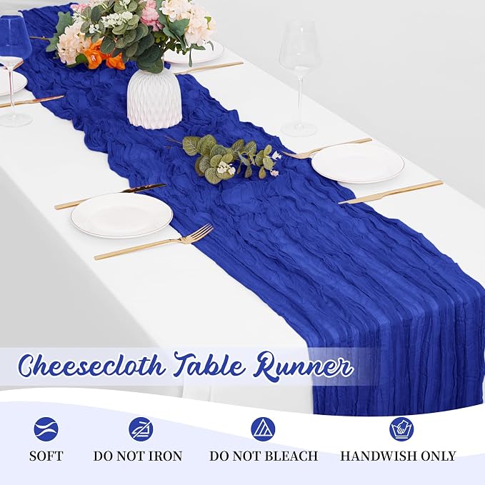 16 Pack Royal Blue Cheesecloth Table Runners 20x120 Inch Gauze Table Runner - Image 5