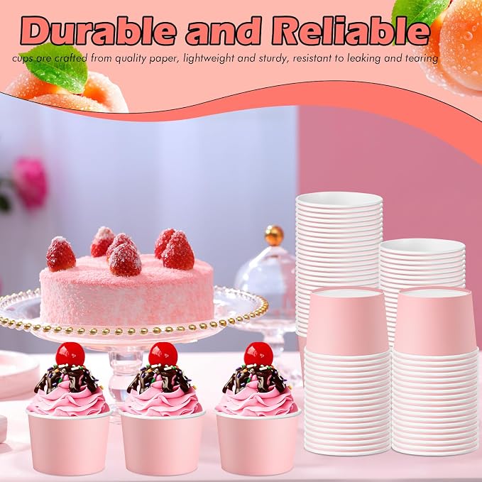 Jingmore Paper Ice Cream Cups 9oz Colored Disposable Dessert Bowls - Image 5