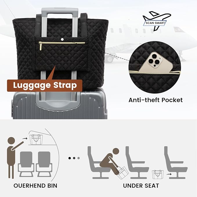 LOVEVOOK Laptop Bag for Women 15.6 inch, Diamond Quilted Work Tote Bags Womens - Image 6