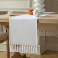 White Table Runners 72 Inches Long, Burlap Linen Style Rustic Farmhouse Table by ZEEMARTONLINE
