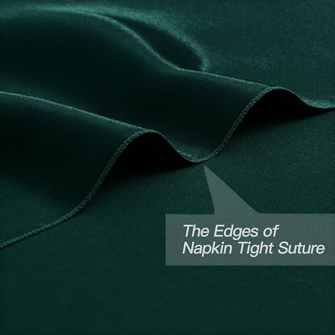 P Pothuiny 12 Pcs Green Satin Napkins 17 x 17 Inch, Satin Cloth Napkins | - Image 3