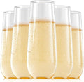 FOCUSLINE 24 Pack 9 Oz Clear Plastic Champagne Flutes, Stemless Plastic by FOCUSLINE